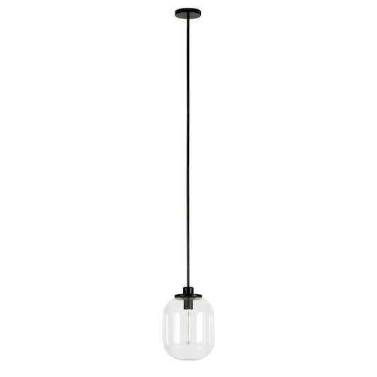 Hailey Home Agnolo Blackened Bronze Transitional Clear Glass Drum Pendant Light