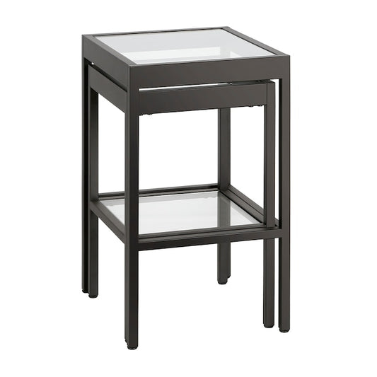 Hailey Home Alexis Blackened Bronze Glass End Table