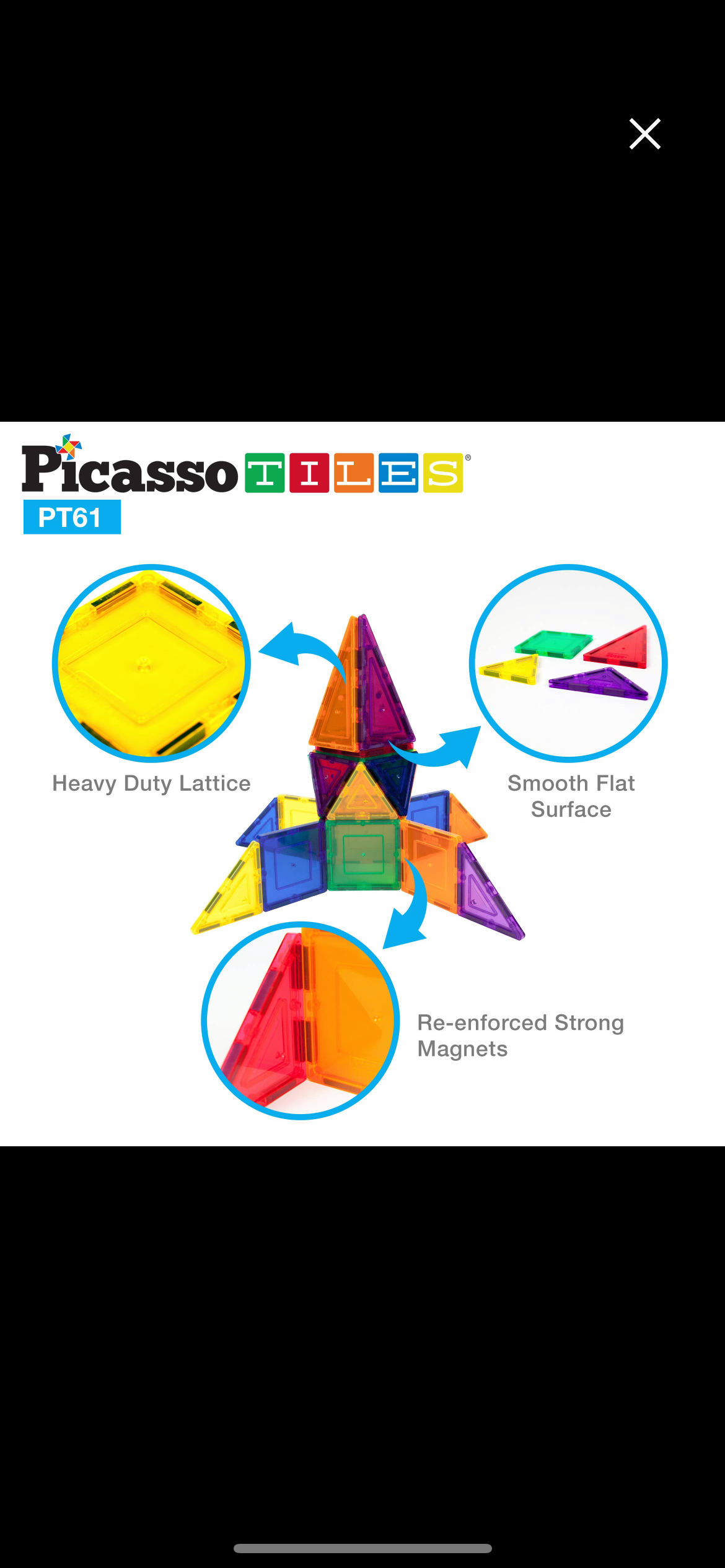 Picasso magnetic tiles: 61 pieces